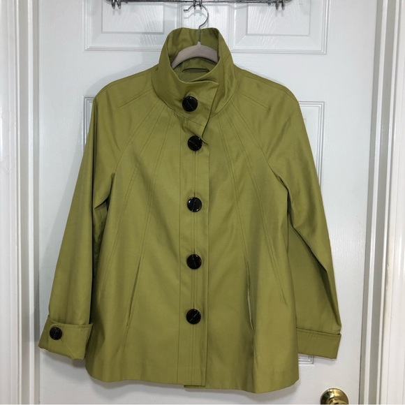 Gallery Womens Button Front Lightly Pockets Green Collar Lined Coat Jacket XS - Picture 6 of 16